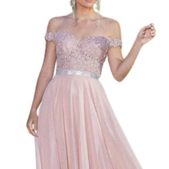 NWT Dancing Queen 4222 Satin Prom Dress Pink Size XL - Picture 2 of 5